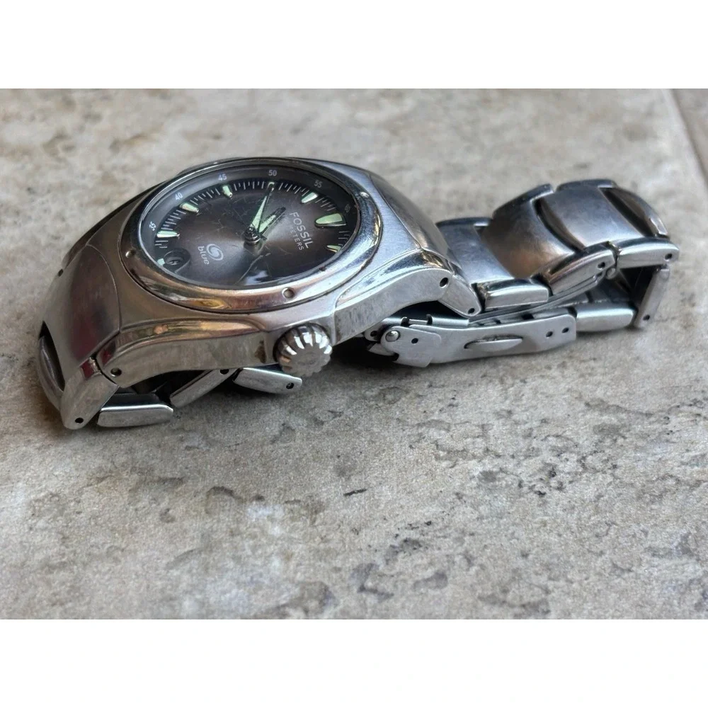 ⭐️Vintage Fossil Blue Womens Silver Tone Stainless⭐️AM3747⭐️Quartz Watch A3⭐️